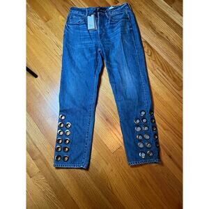 3 X 1 Dita Pant embellished leg button‎ fly jeans Straight leg 28 NWT High rise